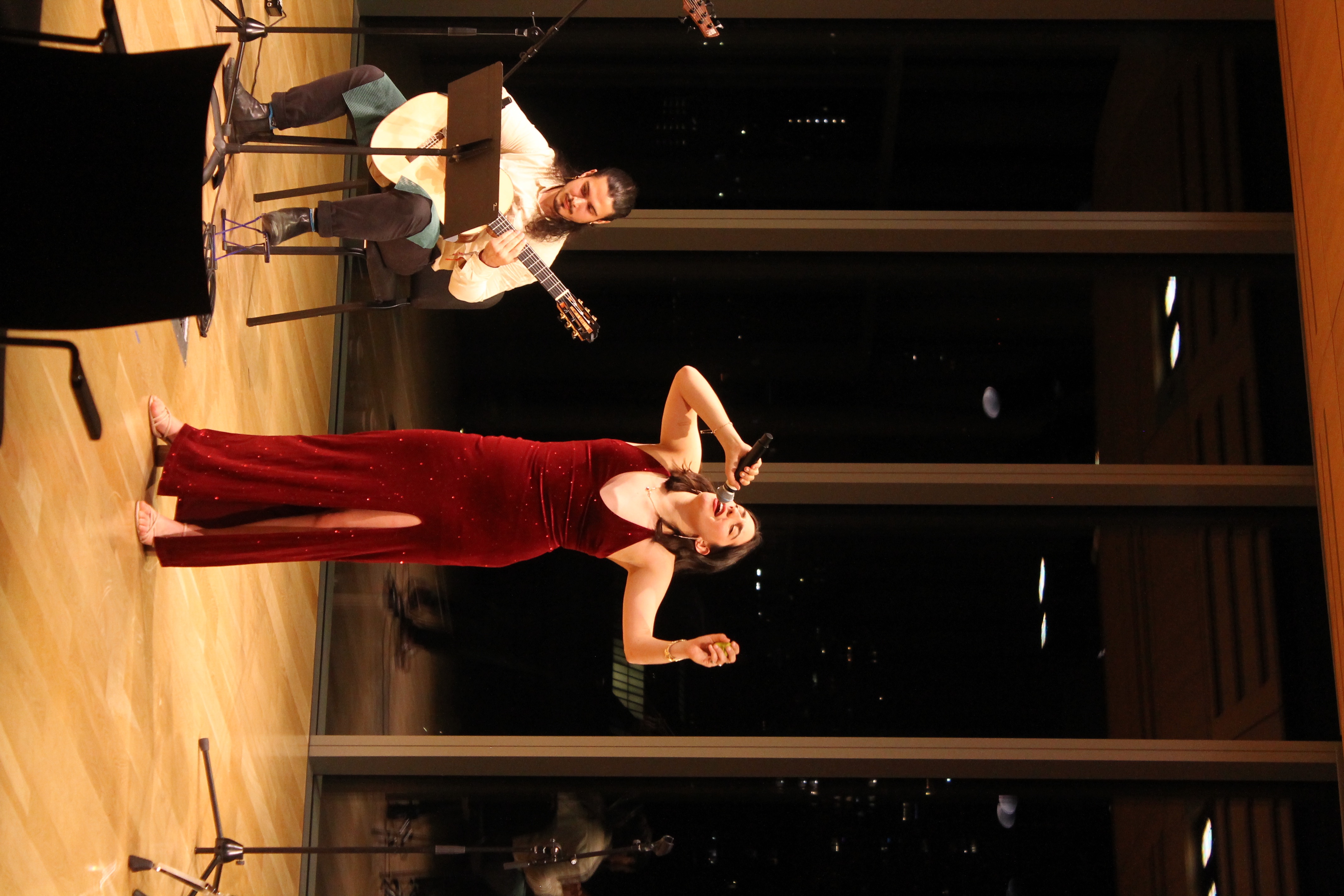 Megan performing on stage